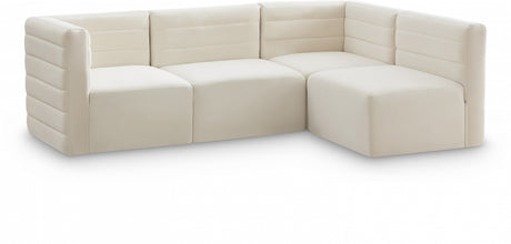 Quincy Cream Velvet Modular Cloud-Like Comfort Sectional from Meridian - Luna Furniture