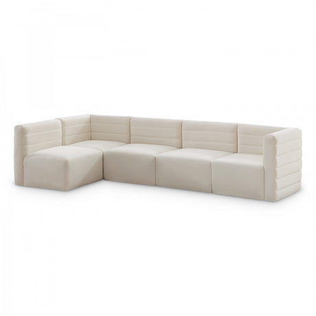 Quincy Cream Velvet Modular Cloud-Like Comfort Sectional from Meridian - Luna Furniture