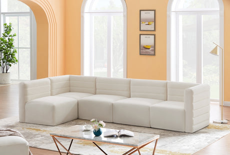 Quincy Cream Velvet Modular Cloud-Like Comfort Sectional from Meridian - Luna Furniture