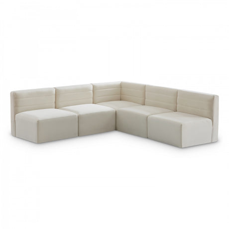 Quincy Cream Velvet Modular Cloud-Like Comfort Sectional from Meridian - Luna Furniture