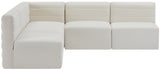 Quincy Cream Velvet Modular Cloud-Like Comfort Sectional from Meridian - Luna Furniture