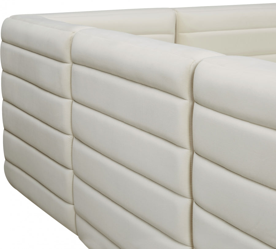 Quincy Cream Velvet Modular Cloud-Like Comfort Sectional from Meridian - Luna Furniture