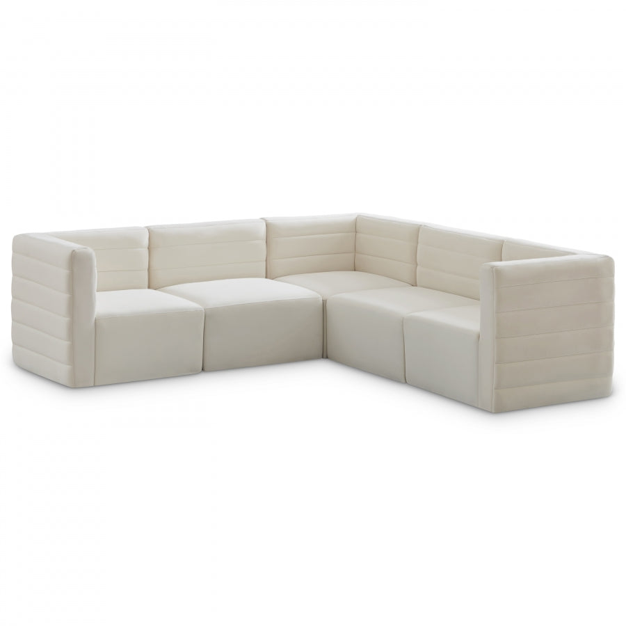 Quincy Cream Velvet Modular Cloud-Like Comfort Sectional from Meridian - Luna Furniture