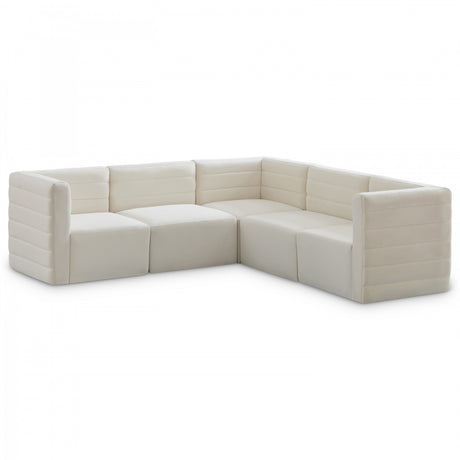 Quincy Cream Velvet Modular Cloud-Like Comfort Sectional from Meridian - Luna Furniture