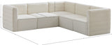 Quincy Cream Velvet Modular Cloud-Like Comfort Sectional from Meridian - Luna Furniture