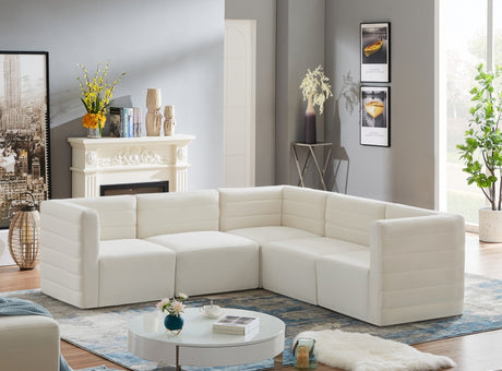 Quincy Cream Velvet Modular Cloud-Like Comfort Sectional from Meridian - Luna Furniture