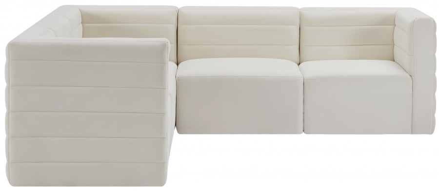 Quincy Cream Velvet Modular Cloud-Like Comfort Sectional from Meridian - Luna Furniture