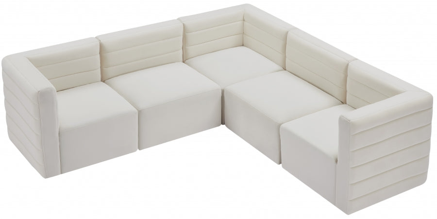 Quincy Cream Velvet Modular Cloud-Like Comfort Sectional from Meridian - Luna Furniture