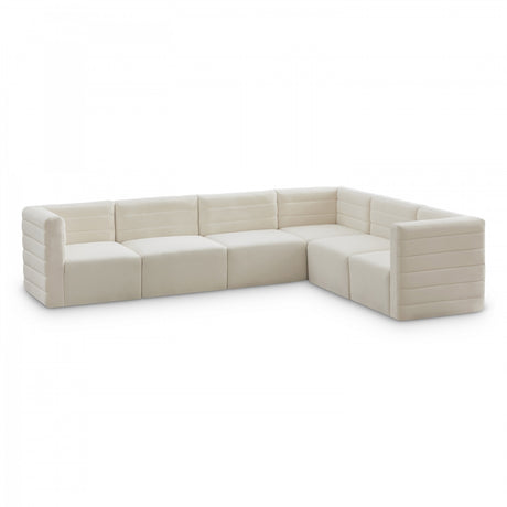 Quincy Cream Velvet Modular Cloud-Like Comfort Sectional from Meridian - Luna Furniture