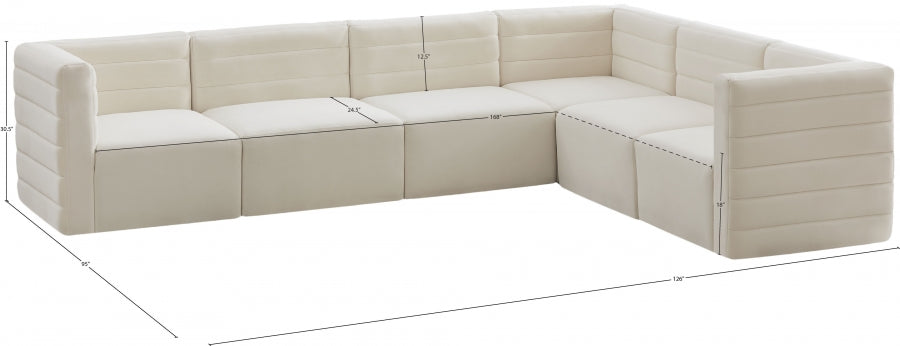 Quincy Cream Velvet Modular Cloud-Like Comfort Sectional from Meridian - Luna Furniture