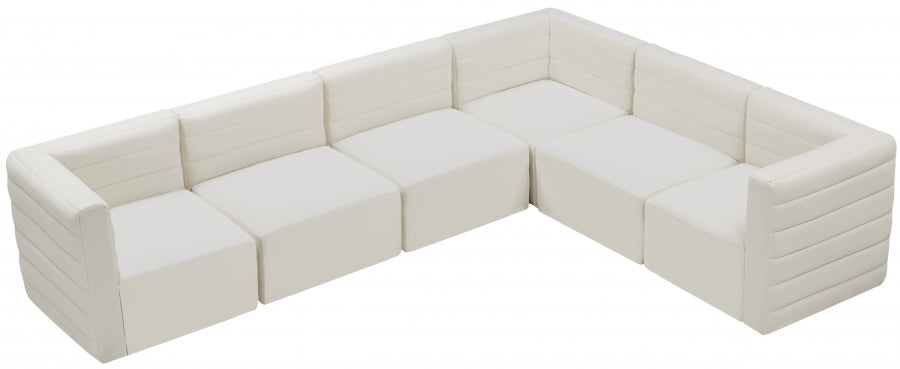 Quincy Cream Velvet Modular Cloud-Like Comfort Sectional from Meridian - Luna Furniture