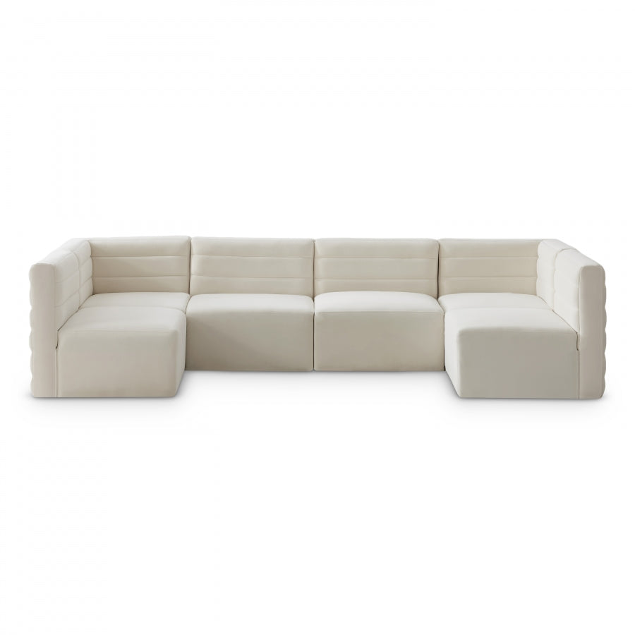 Quincy Cream Velvet Modular Cloud-Like Comfort Sectional from Meridian - Luna Furniture