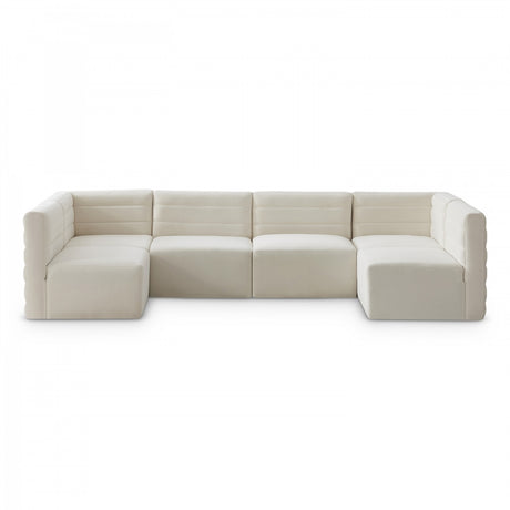 Quincy Cream Velvet Modular Cloud-Like Comfort Sectional from Meridian - Luna Furniture