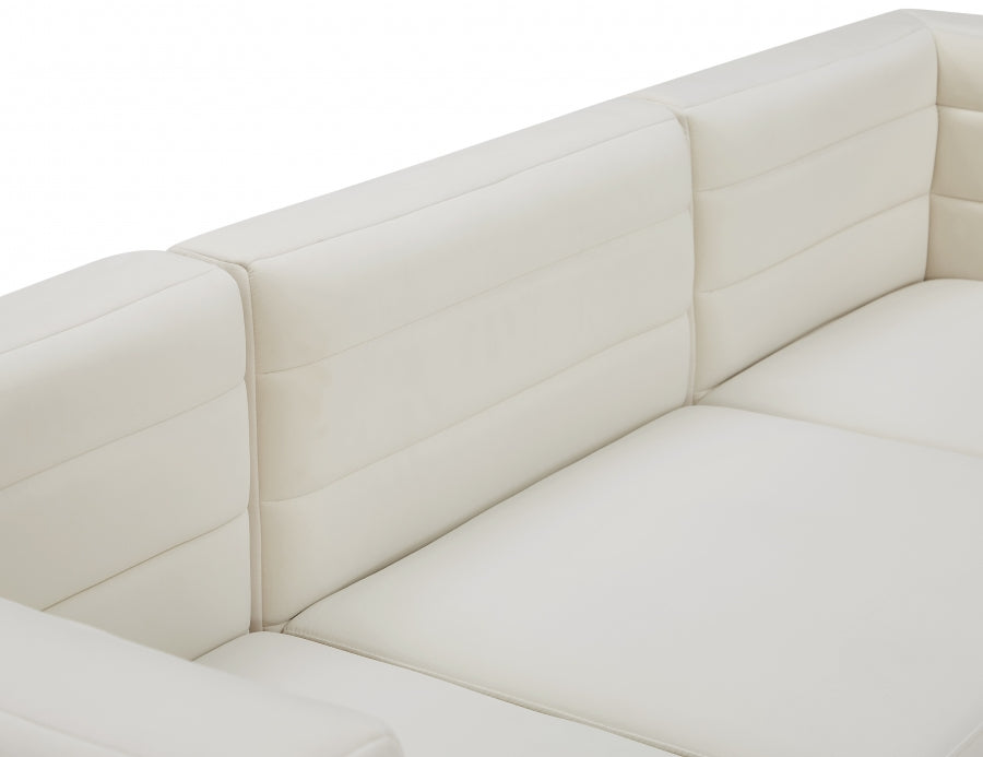 Quincy Cream Velvet Modular Cloud-Like Comfort Sectional from Meridian - Luna Furniture