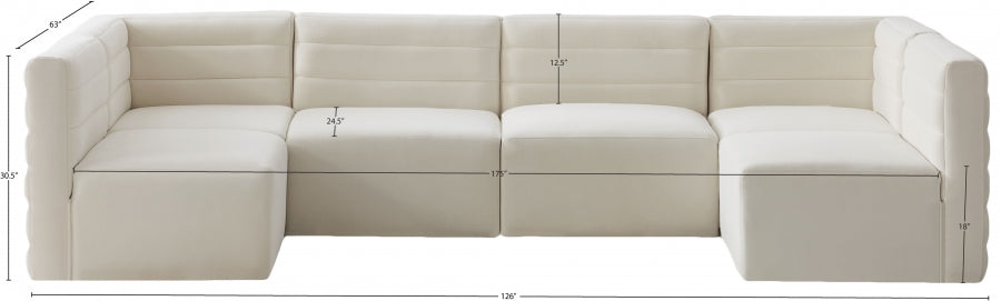 Quincy Cream Velvet Modular Cloud-Like Comfort Sectional from Meridian - Luna Furniture