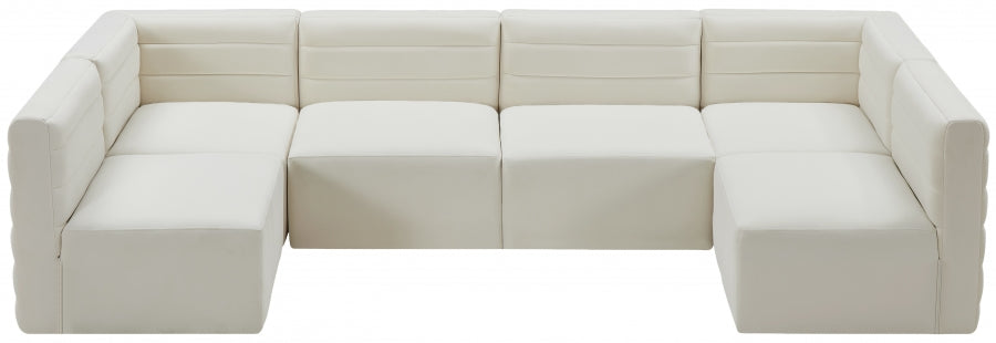 Quincy Cream Velvet Modular Cloud-Like Comfort Sectional from Meridian - Luna Furniture