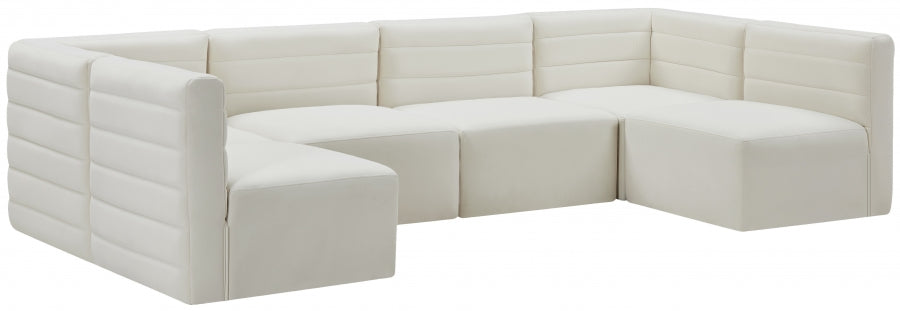 Quincy Cream Velvet Modular Cloud-Like Comfort Sectional from Meridian - Luna Furniture