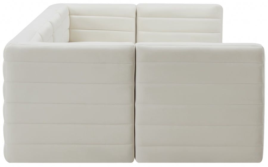 Quincy Cream Velvet Modular Cloud-Like Comfort Sectional from Meridian - Luna Furniture