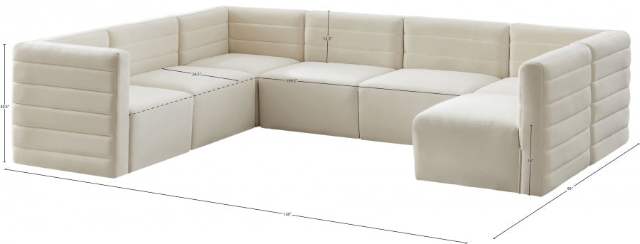 Quincy Cream Velvet Modular Cloud-Like Comfort Sectional from Meridian - Luna Furniture