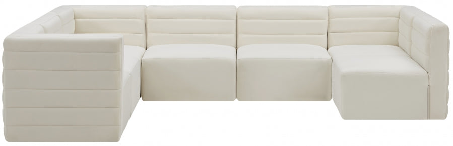 Quincy Cream Velvet Modular Cloud-Like Comfort Sectional from Meridian - Luna Furniture