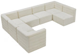 Quincy Cream Velvet Modular Cloud-Like Comfort Sectional from Meridian - Luna Furniture