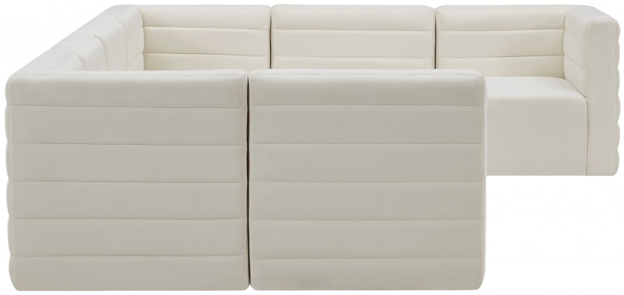 Quincy Cream Velvet Modular Cloud-Like Comfort Sectional from Meridian - Luna Furniture