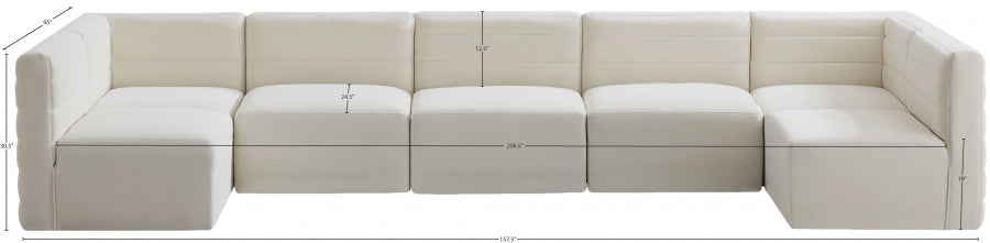 Quincy Cream Velvet Modular Cloud-Like Comfort Sectional from Meridian - Luna Furniture