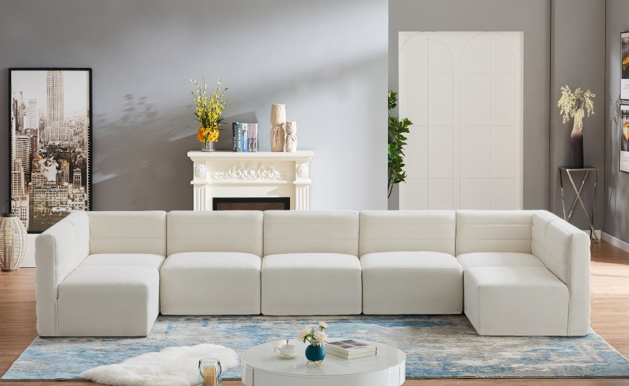 Quincy Cream Velvet Modular Cloud-Like Comfort Sectional from Meridian - Luna Furniture