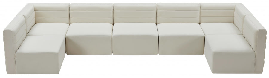 Quincy Cream Velvet Modular Cloud-Like Comfort Sectional from Meridian - Luna Furniture