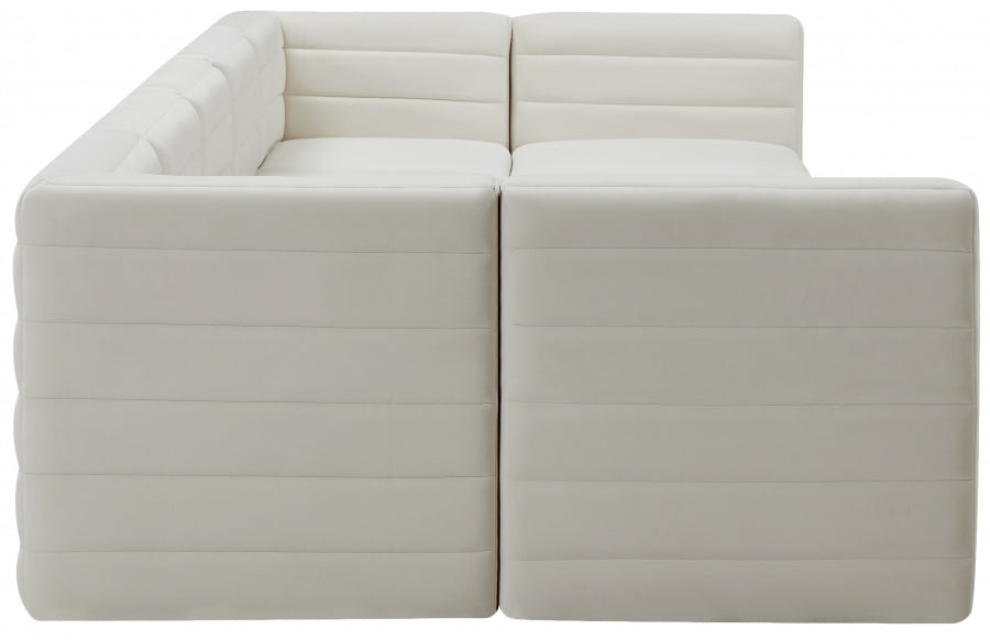 Quincy Cream Velvet Modular Cloud-Like Comfort Sectional from Meridian - Luna Furniture