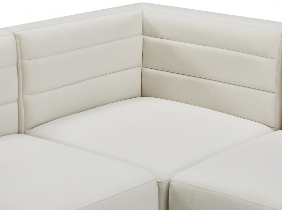 Quincy Cream Velvet Modular Cloud-Like Comfort Sectional from Meridian - Luna Furniture