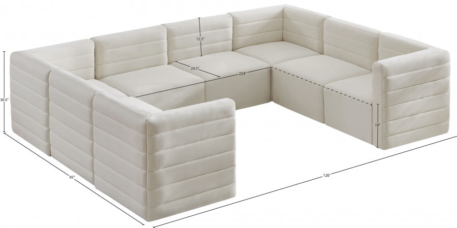 Quincy Cream Velvet Modular Cloud-Like Comfort Sectional from Meridian - Luna Furniture