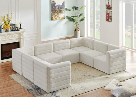 Quincy Cream Velvet Modular Cloud-Like Comfort Sectional from Meridian - Luna Furniture