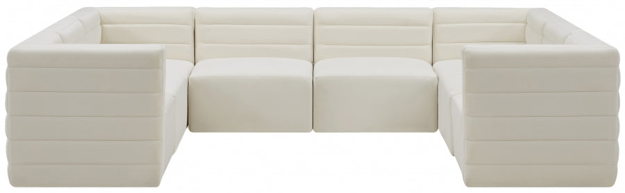 Quincy Cream Velvet Modular Cloud-Like Comfort Sectional from Meridian - Luna Furniture