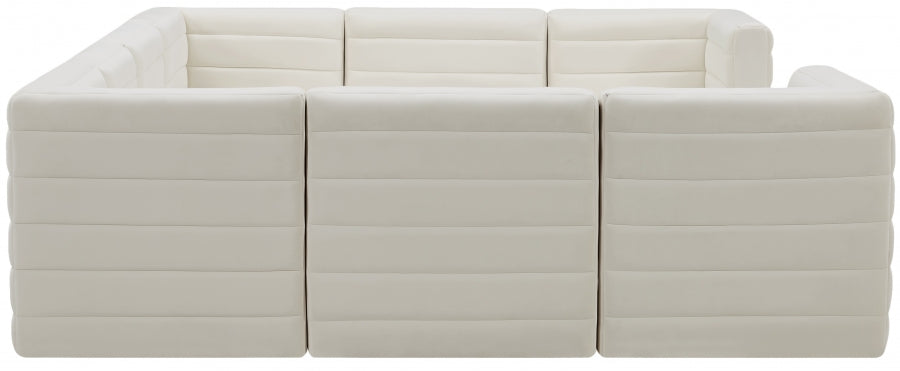 Quincy Cream Velvet Modular Cloud-Like Comfort Sectional from Meridian - Luna Furniture