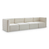 Quincy Cream Velvet Modular Cloud-Like Comfort Sofa from Meridian - Luna Furniture