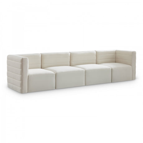 Quincy Cream Velvet Modular Cloud-Like Comfort Sofa from Meridian - Luna Furniture