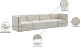 Quincy Cream Velvet Modular Cloud-Like Comfort Sofa from Meridian - Luna Furniture