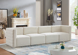 Quincy Cream Velvet Modular Cloud-Like Comfort Sofa from Meridian - Luna Furniture