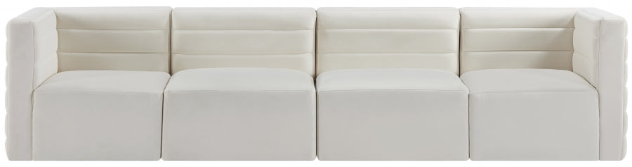 Quincy Cream Velvet Modular Cloud-Like Comfort Sofa from Meridian - Luna Furniture