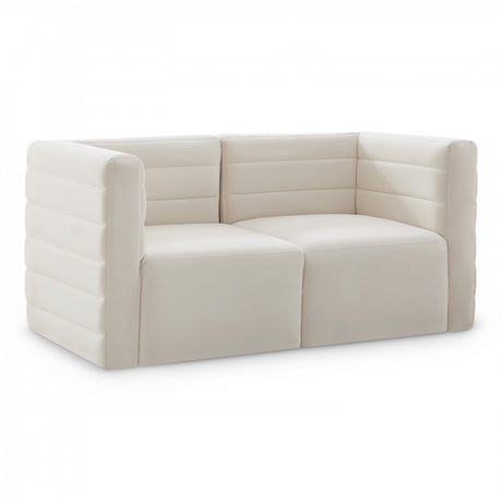 Quincy Cream Velvet Modular Cloud-Like Comfort Sofa from Meridian - Luna Furniture