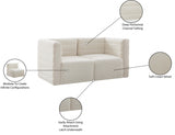 Quincy Cream Velvet Modular Cloud-Like Comfort Sofa from Meridian - Luna Furniture