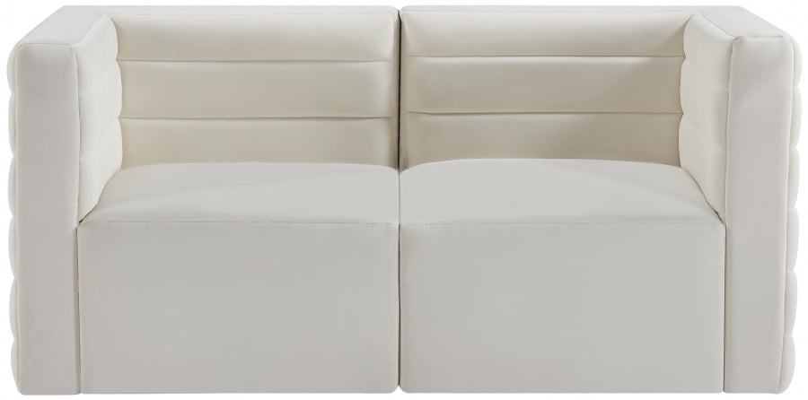 Quincy Cream Velvet Modular Cloud-Like Comfort Sofa from Meridian - Luna Furniture