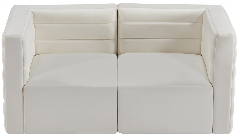 Quincy Cream Velvet Modular Cloud-Like Comfort Sofa from Meridian - Luna Furniture