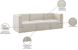 Quincy Cream Velvet Modular Cloud-Like Comfort Sofa from Meridian - Luna Furniture