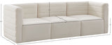 Quincy Cream Velvet Modular Cloud-Like Comfort Sofa from Meridian - Luna Furniture