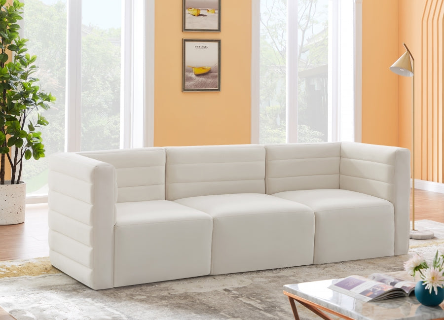 Quincy Cream Velvet Modular Cloud-Like Comfort Sofa from Meridian - Luna Furniture