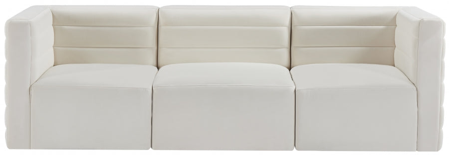 Quincy Cream Velvet Modular Cloud-Like Comfort Sofa from Meridian - Luna Furniture