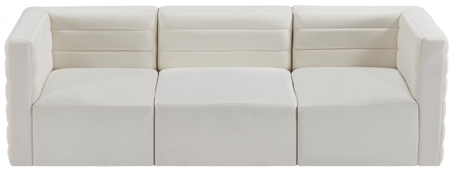 Quincy Cream Velvet Modular Cloud-Like Comfort Sofa from Meridian - Luna Furniture