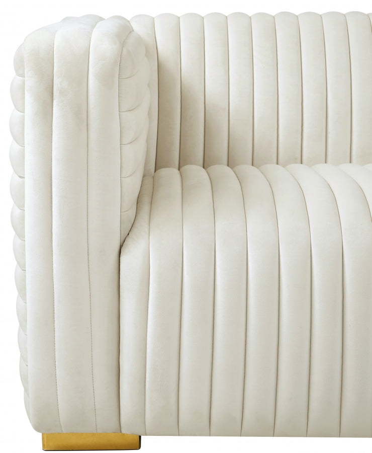 Ravish Cream Velvet Chair from Meridian - Luna Furniture